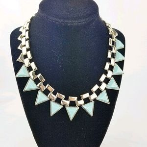 Gold & Mint Green Pyramid Necklace